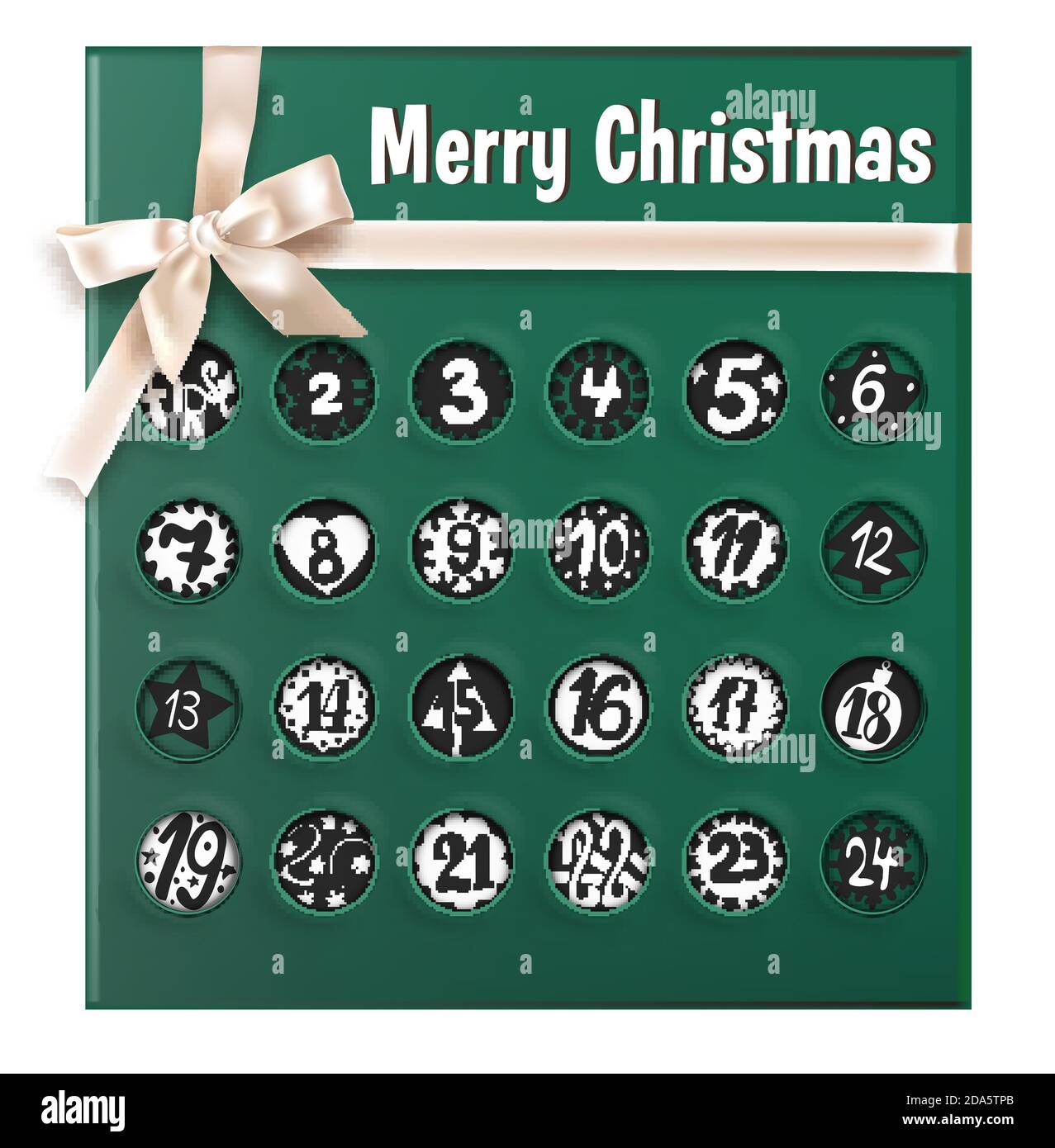 Weihnachtskalender oder Grußkarte mit Band Stock Vektor
