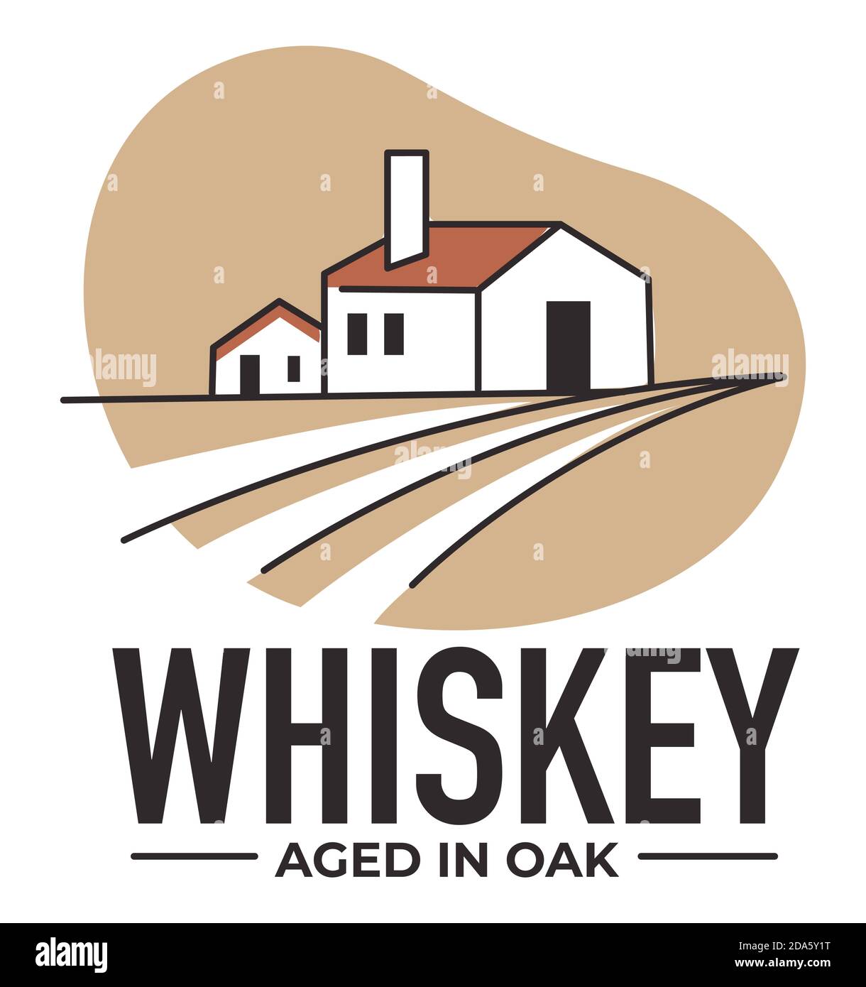 Whiskey im Eichenfass gereift, Alkoholproduktion Stock Vektor