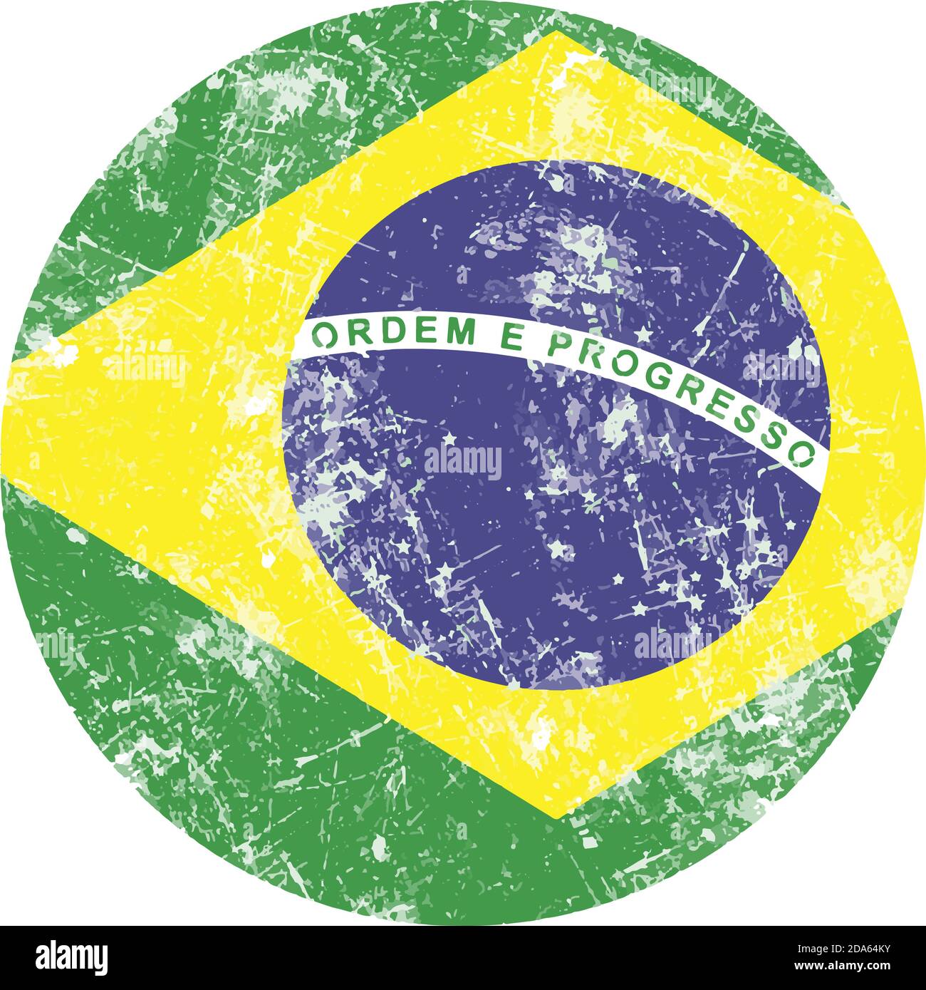 Illustration Vektor Grunge Stempel runde Flagge von brasilien Land. Stock Vektor