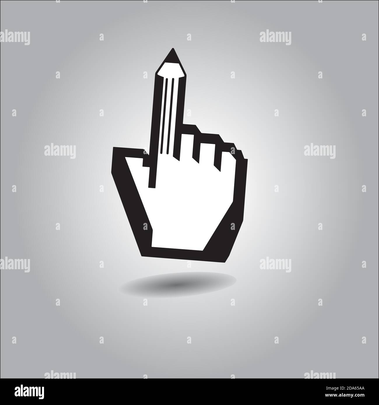 Illustration Vektor der Cursor Hand mit Zeigefinger als Bleistift. Stock Vektor