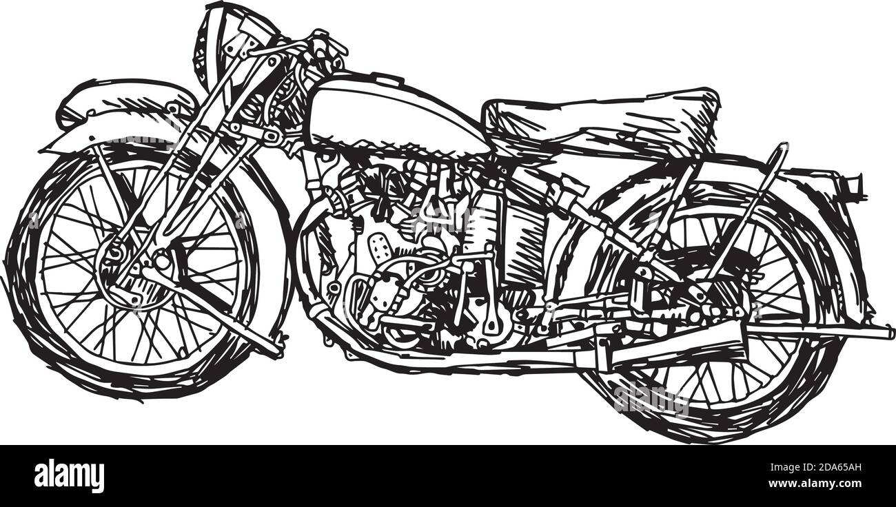 Illustration Vektor Doodle Hand gezeichnet von Skizze retro Militär Motorrad Stock Vektor