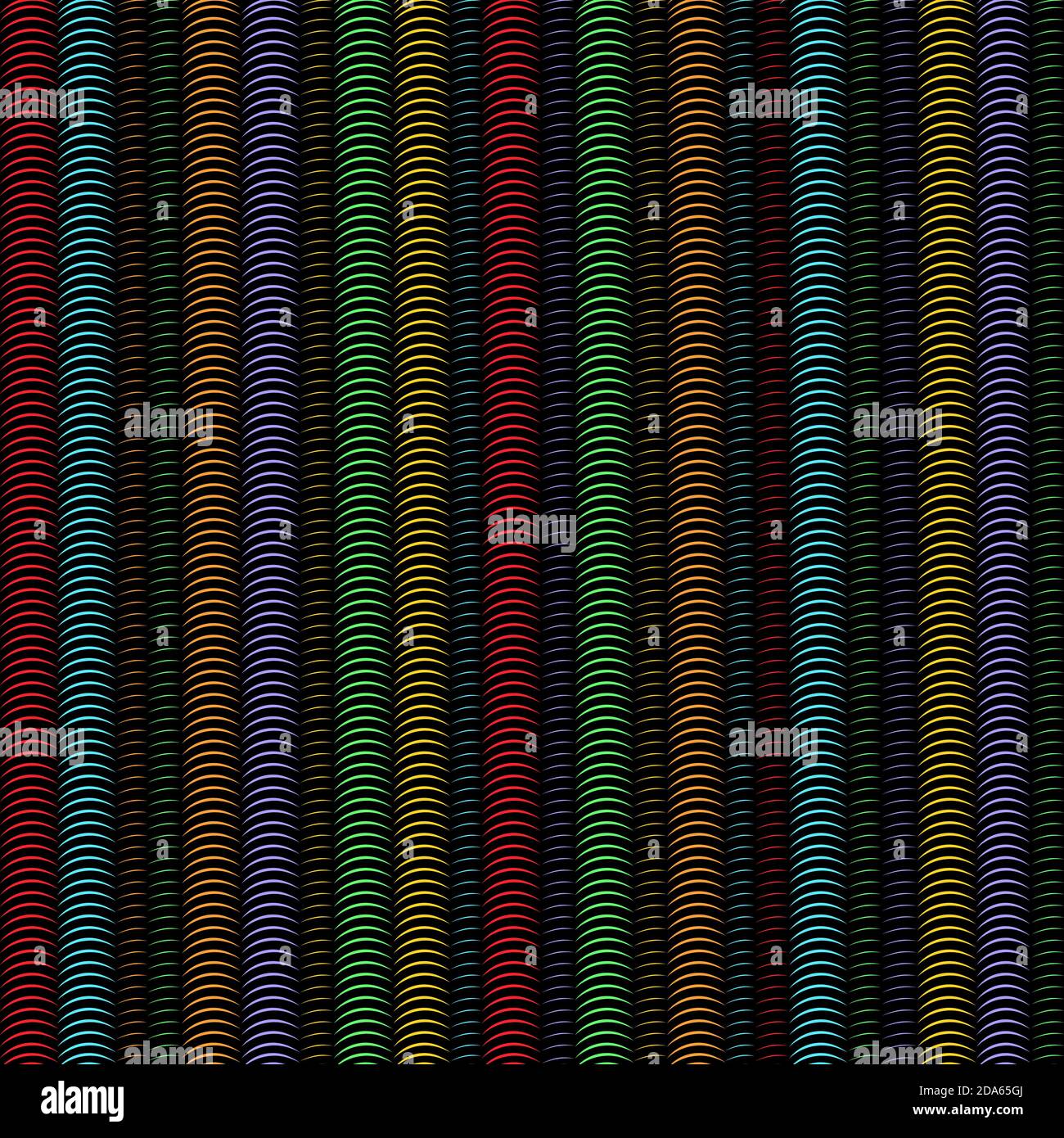 Mehrfarbige vertikale Spiralstreifen Rohre, abstrakte nahtlose Muster, geometrische Ornament, grunge Regenbogen optische Illusion. Farbenfroh und hell Stock Vektor
