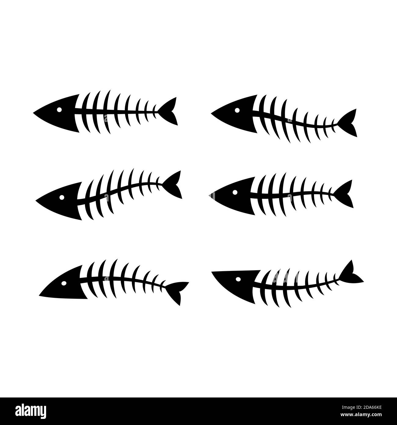 Fischknochen oder Skelett Set Vektor-Illustration in einem Cartoon Flacher Style Stock Vektor