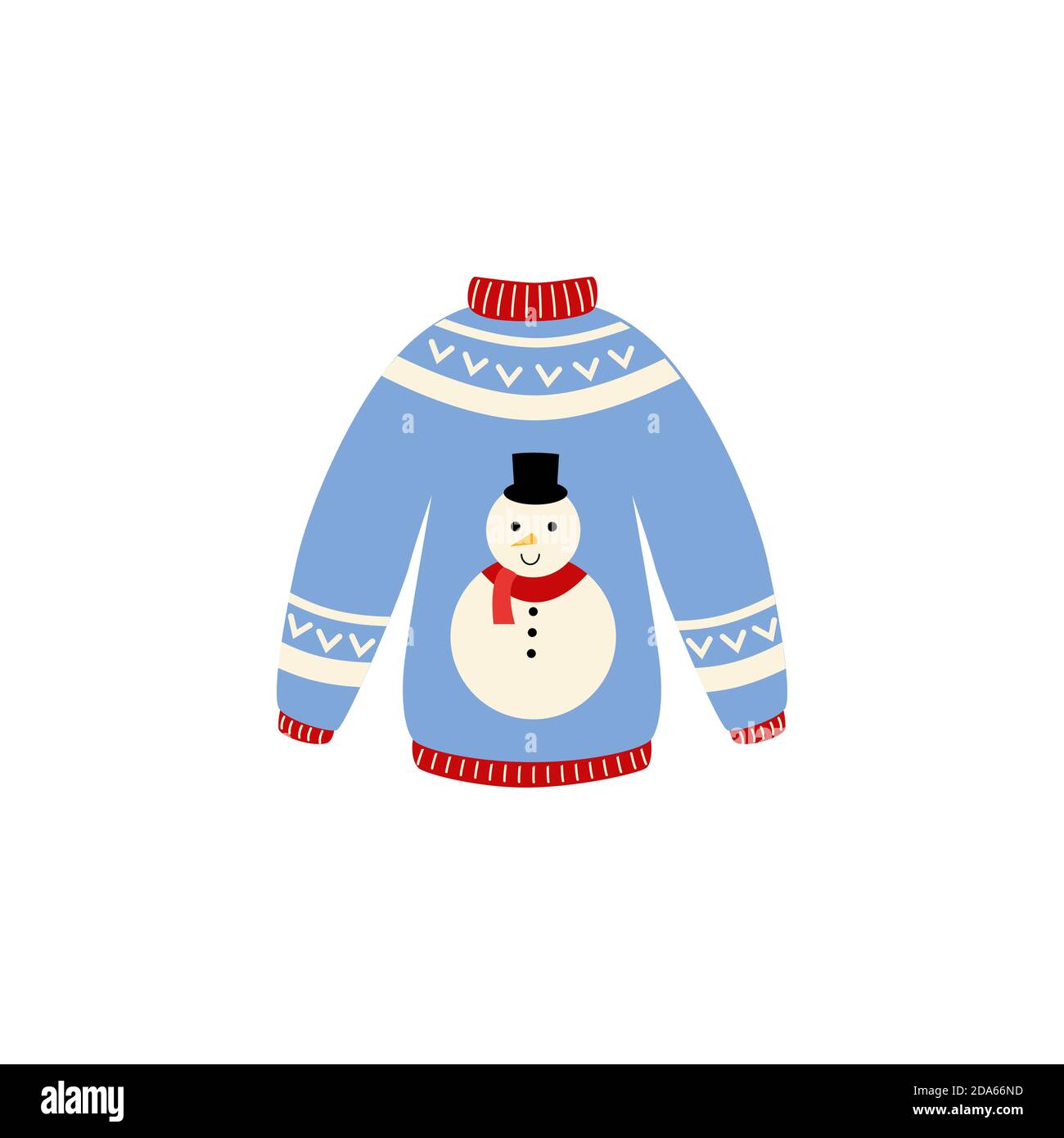 Traditionelle hässliche Weihnachten Pullover Vektor-Illustration isoliert auf weißem Hintergrund. Stock Vektor