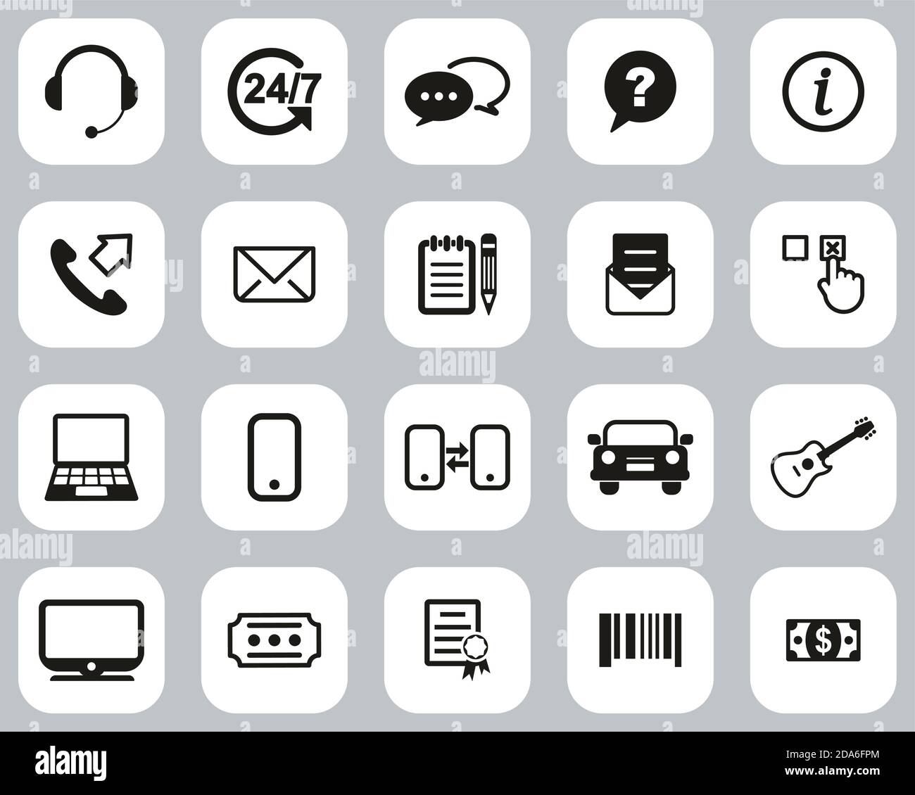 Ersatz Oder Austausch Von Symbolen Schwarz-Weiß Flat Design Set Groß Stock Vektor