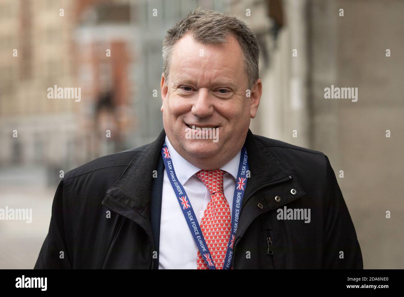 Der britische Chefunterhändler für Brexit, Lord David Frost, verlässt das Department for Business, Energy and Industrial Strategy in der Victoria Street, London, da die Bemühungen um ein Handelsabkommen nach dem Brexit fortgesetzt werden. Stockfoto