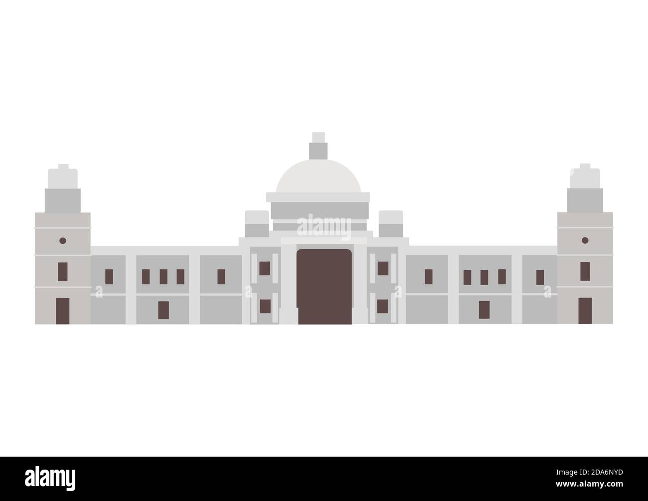 Flaches Victoria Memorial in Kalkutta. Symbol von Indien. Vektorgrafik isoliert auf weißem Hintergrund Stock Vektor