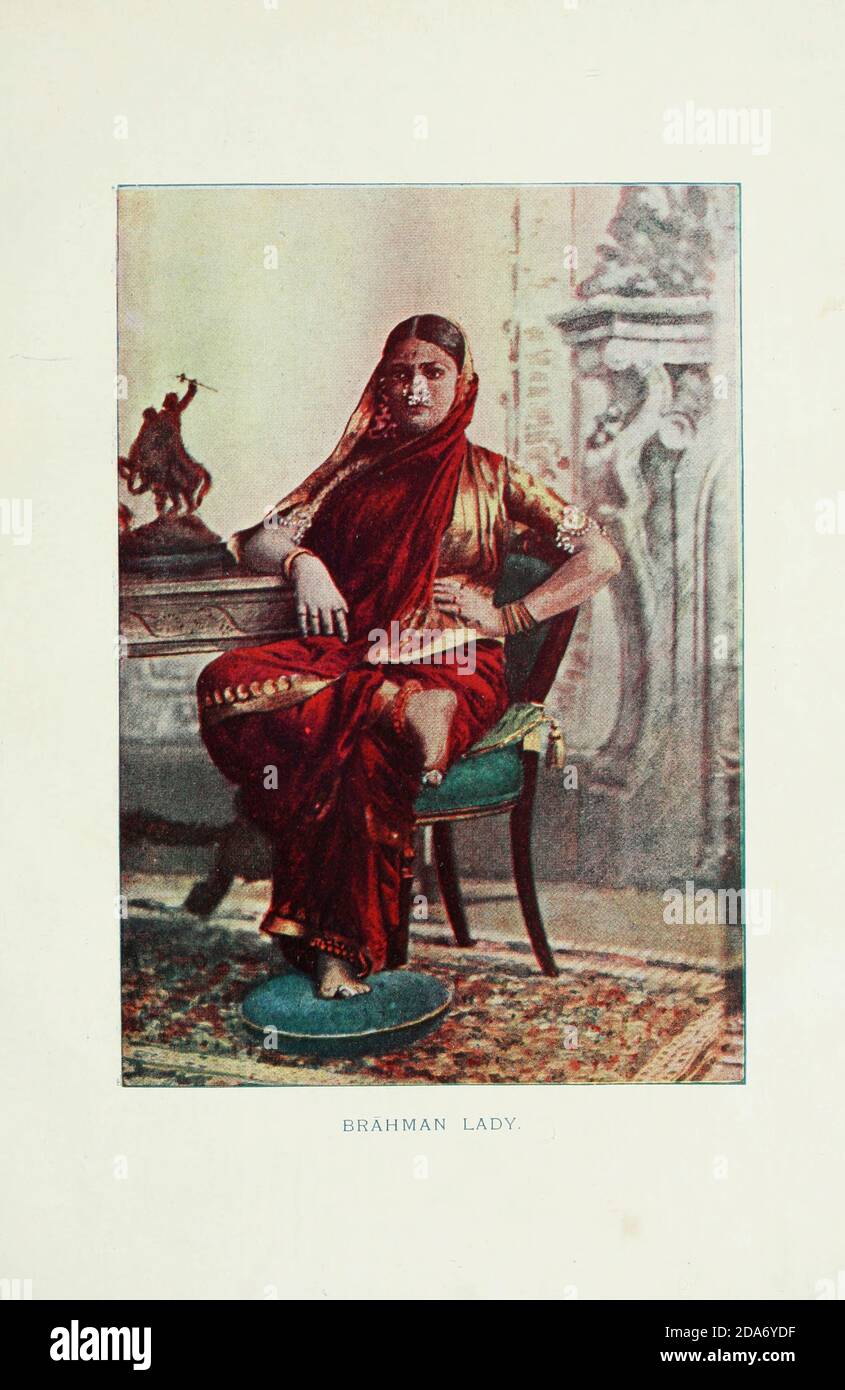 Brahman Lady Typische Bilder von Indianern, die Reproduktion von speziell vorbereiteten handkolorierten Fotografien. Von F. M. Coleman (Times of India) Siebte Ausgabe Bombay 1902 Stockfoto