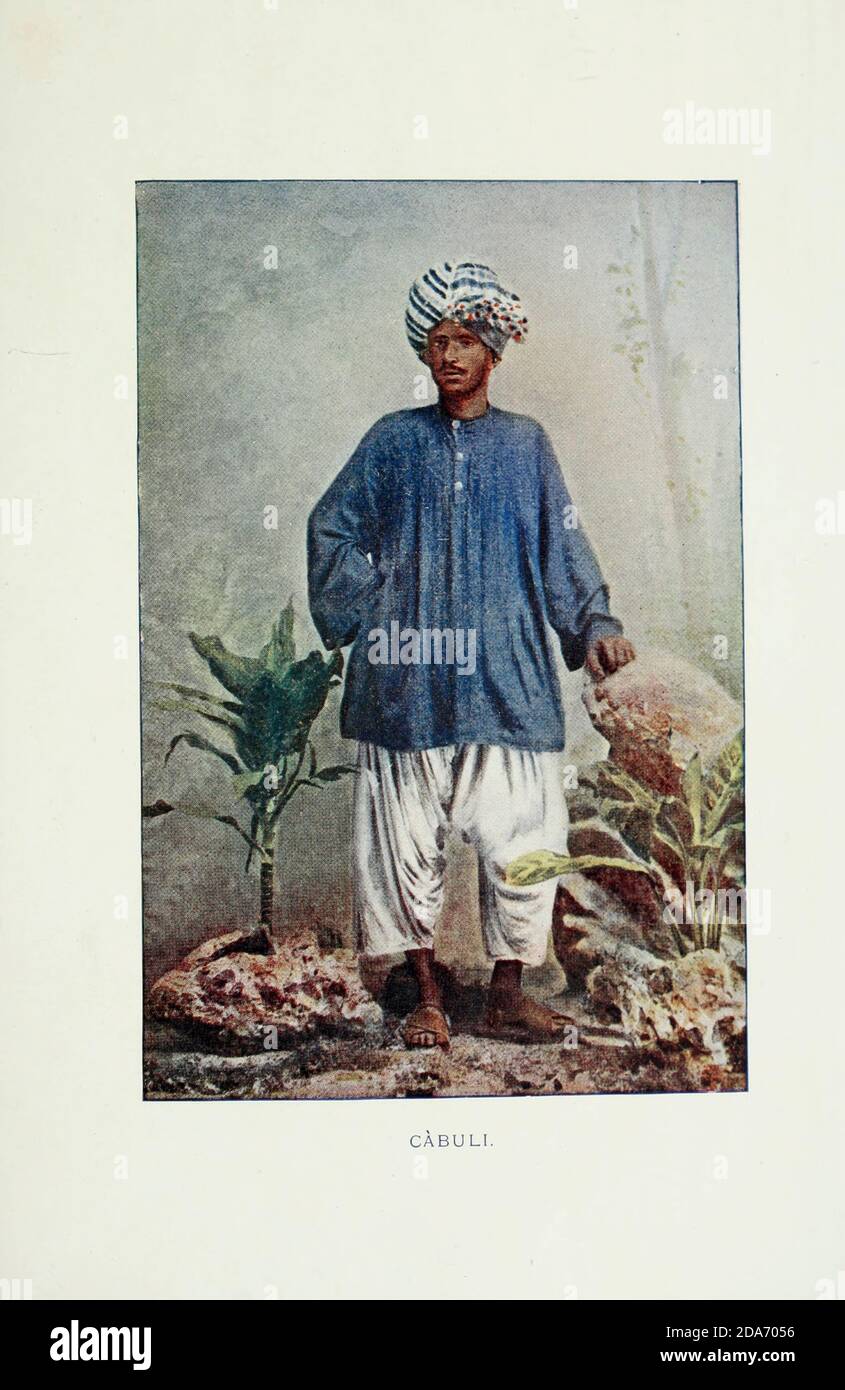Cabuli ein gebürtiger Cabul [Kabul], Afghanistan Typische Bilder von Indianern, die Reproduktion von speziell präparierten handkolorierten Fotografien. Von F. M. Coleman (Times of India) Siebte Ausgabe Bombay 1902 Stockfoto