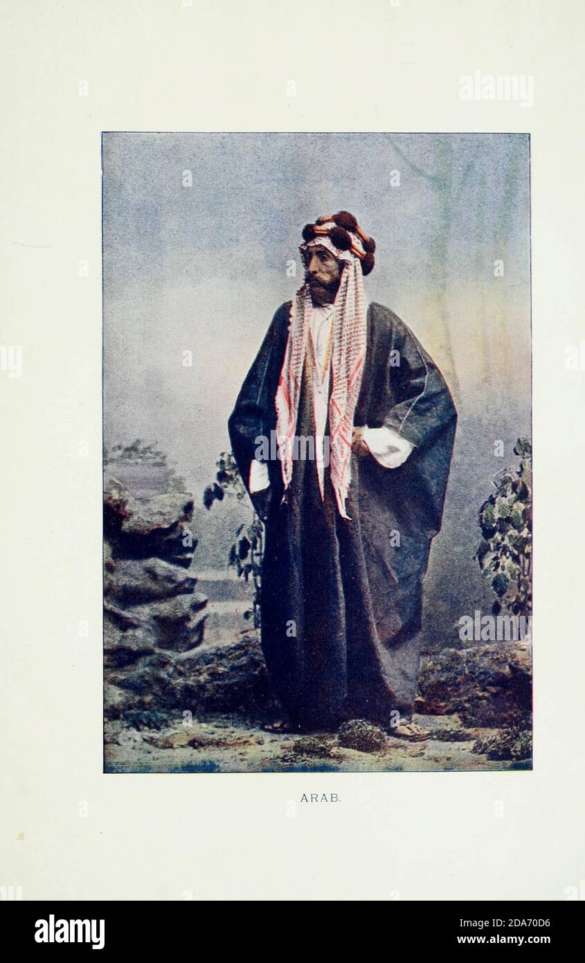 Arabischer Mann aus Typical Pictures of Indian Natives wird Reproduktion von speziell vorbereiteten handkolorierten Fotografien. Von F. M. Coleman (Times of India) Siebte Ausgabe Bombay 1902 Stockfoto