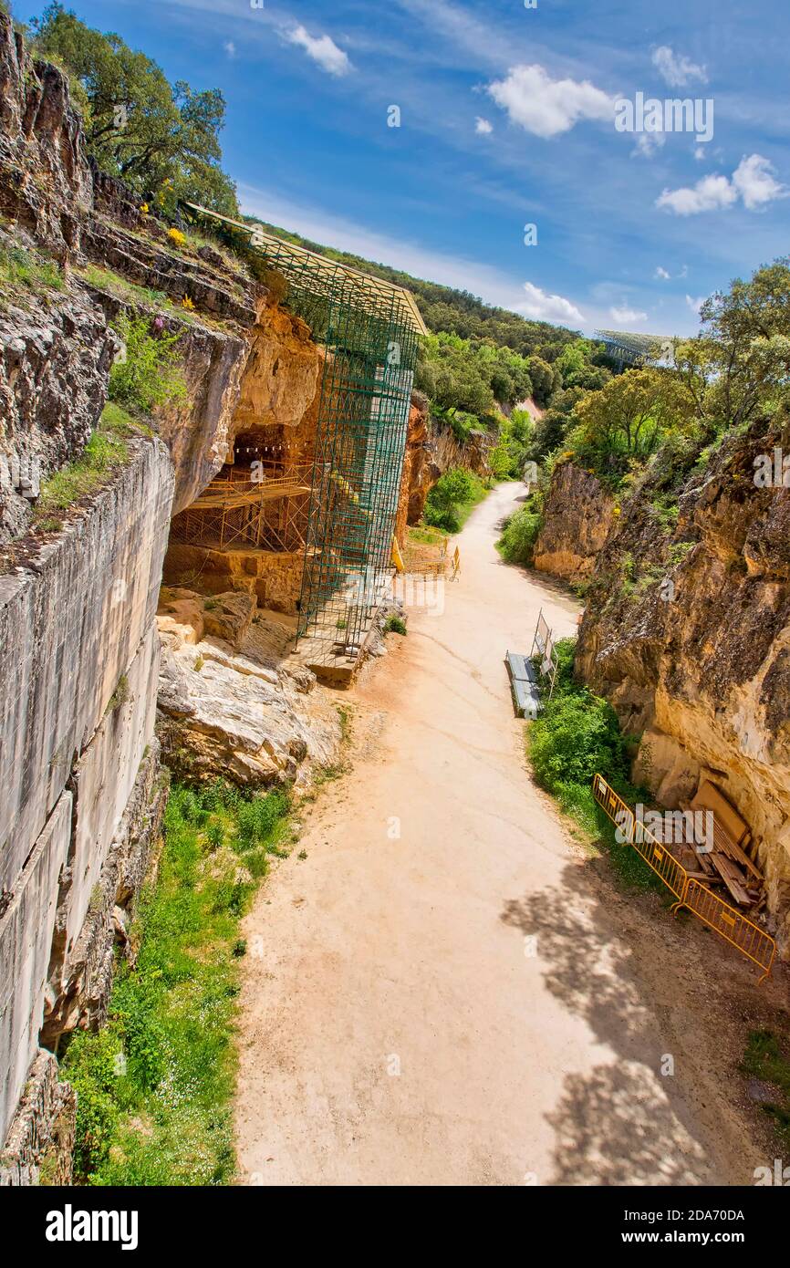 Arqueologische Stätte Atapuerca, UNESCO-Weltkulturerbe, Atapuerca-Gebirge, Burgos, Kastilien und Leon, Spanien, Europa Stockfoto