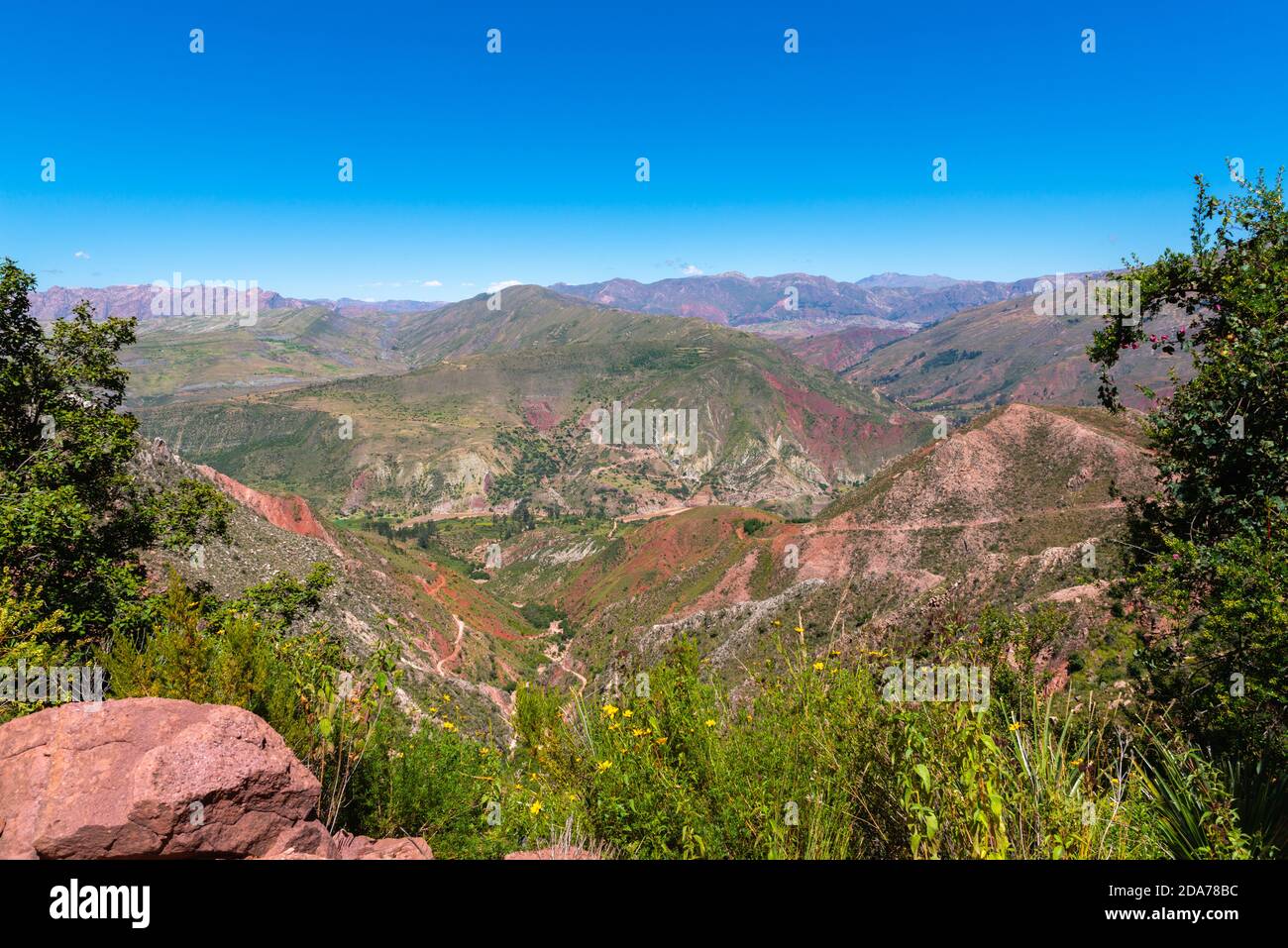 Der restaurierte Inka Trail Camino de Inca zwischen Chataquila und Chaunaca, Gemeinde Sucre, Anden, Bolivien, Lateinamerika Stockfoto