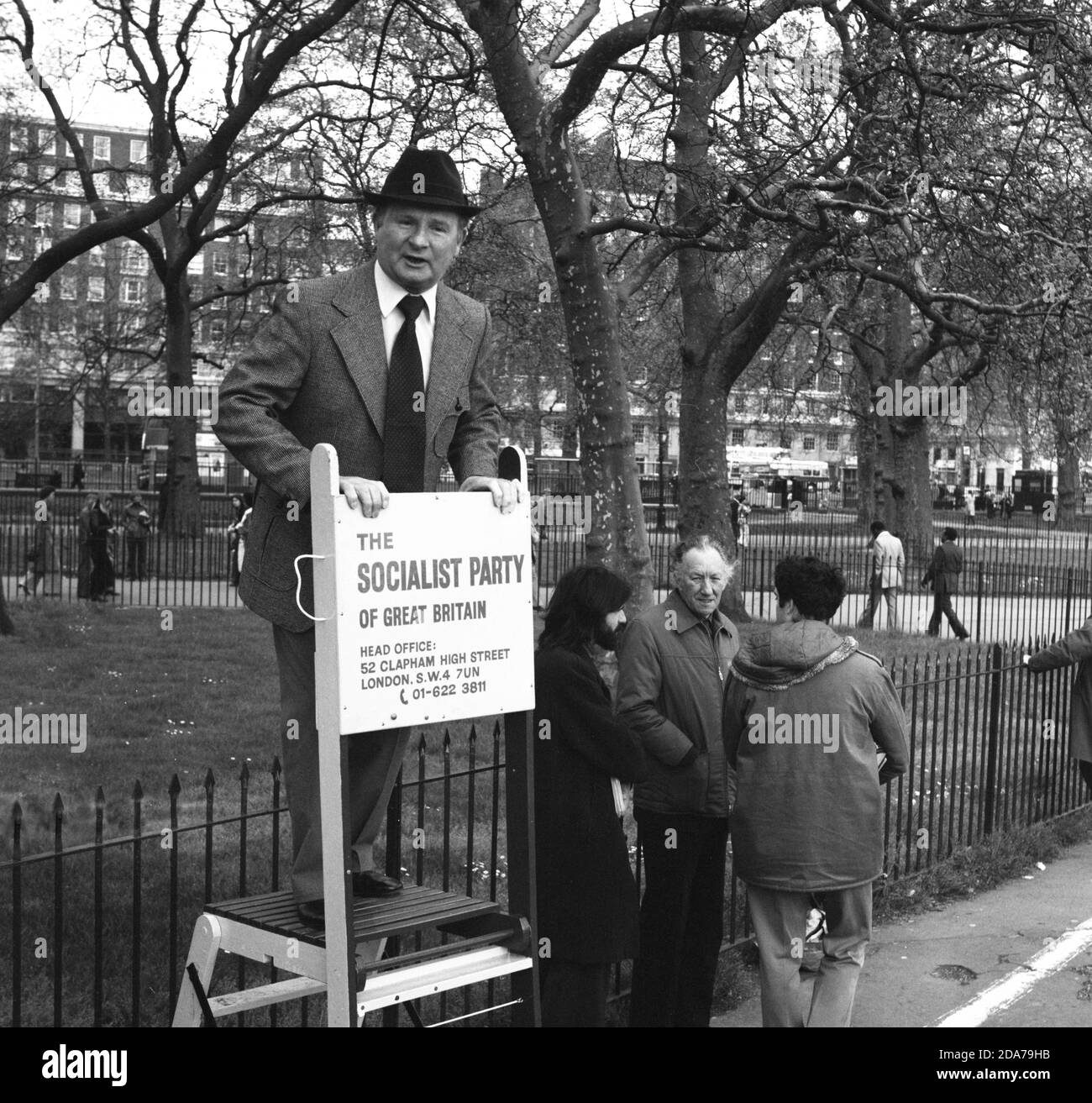 Sozialistische Partei, Speakers Corner, Hyde Park, London, England, 1977 Stockfoto