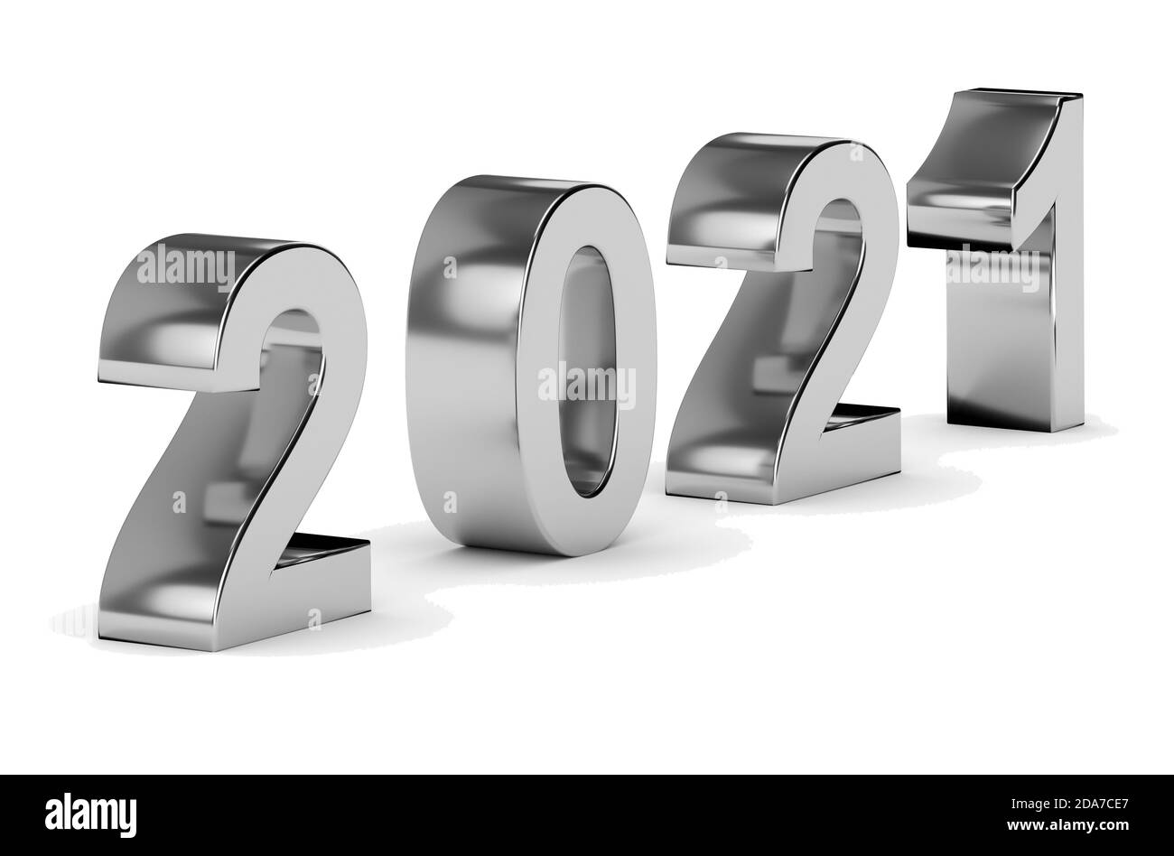 Neues Jahr und Feier Konzept. Graue Zahl 2021 isoliert. 3d-Rendering Stockfoto