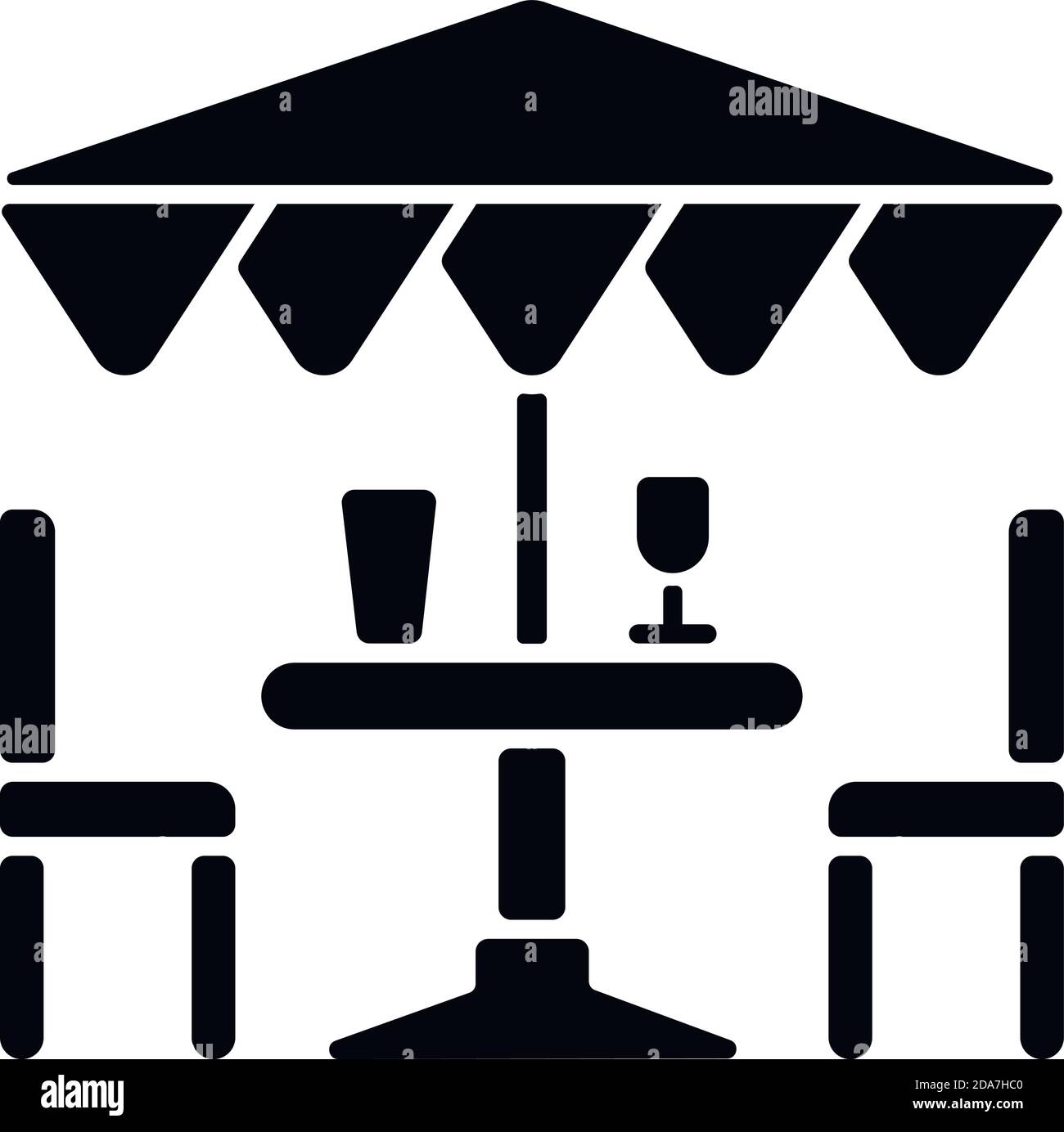 Terrassenmöbel und Accessoires schwarzes Glyph-Symbol Stock Vektor