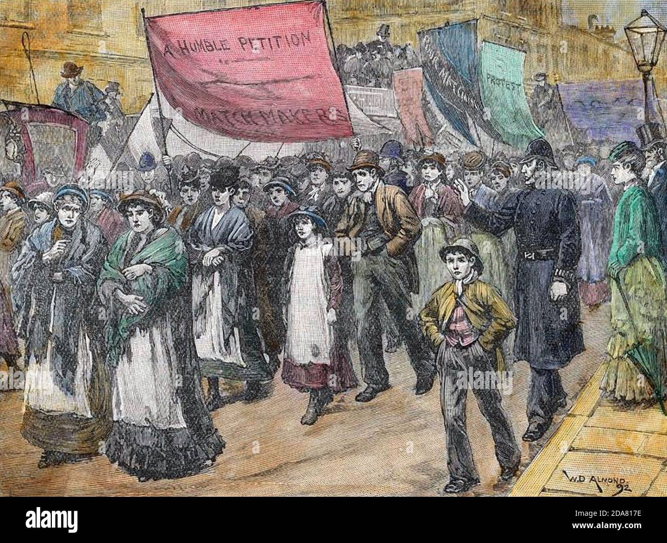MATCHMAKERS STREIK 1871 aus Protest gegen eine Steuer auf Übereinstimmungen Stockfoto