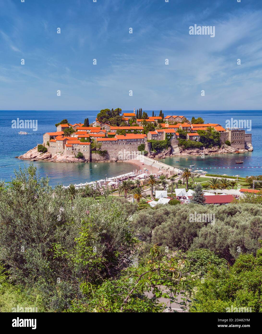 Sveti Stefan, in der Nähe von Budva, Montenegro. Stockfoto