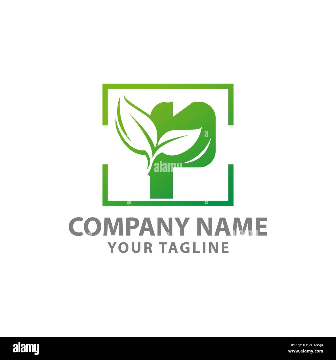 Einfacher Buchstabe p Blatt Logo. Grünes Blatt eco Logo Vorlage - Vektor.EPS 10 Stock Vektor