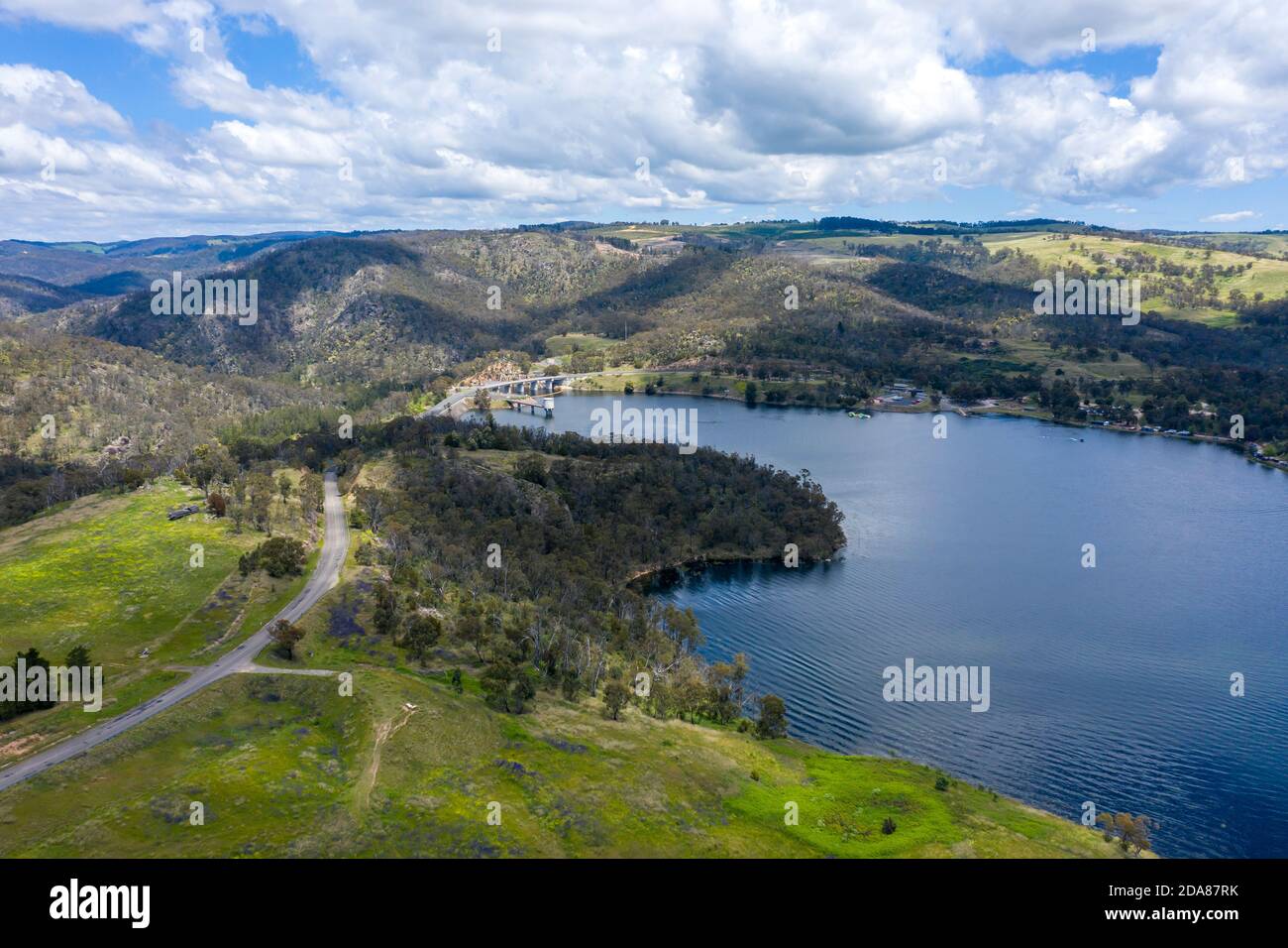 Luftaufnahme des Erholungssees Lyell in der Nähe von Lithgow in der Region New New South Wales Australien Stockfoto