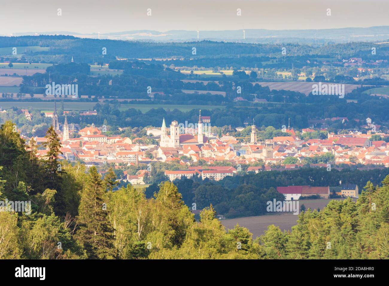 Zittau: Blick nach Zittau vom Hügel Oybin, Oberlausitz, Oberlausitz, Sachsen, Sachsen, Deutschland Stockfoto