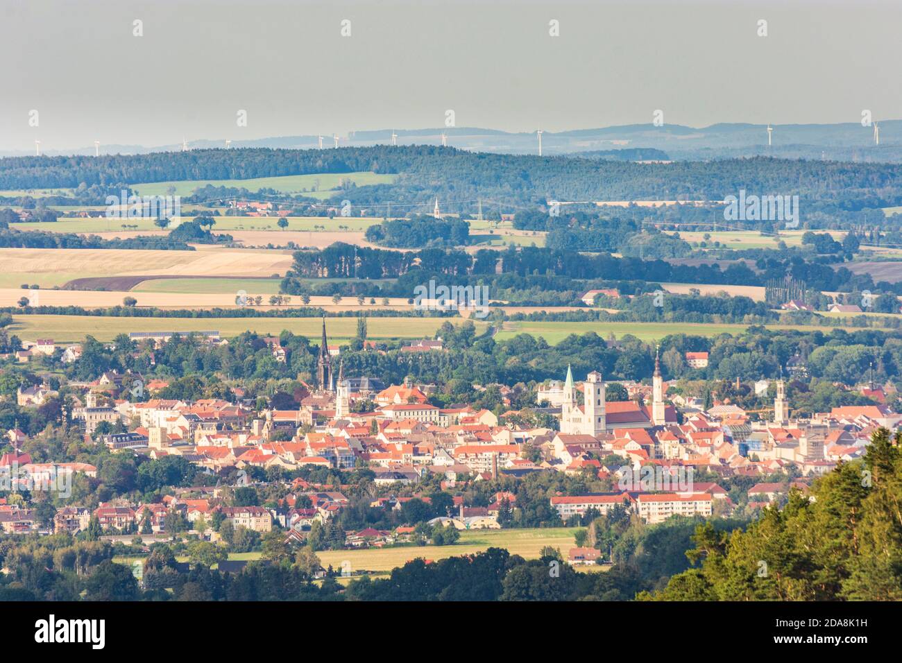 Zittau: Blick nach Zittau vom Hügel Oybin, Oberlausitz, Oberlausitz, Sachsen, Sachsen, Deutschland Stockfoto