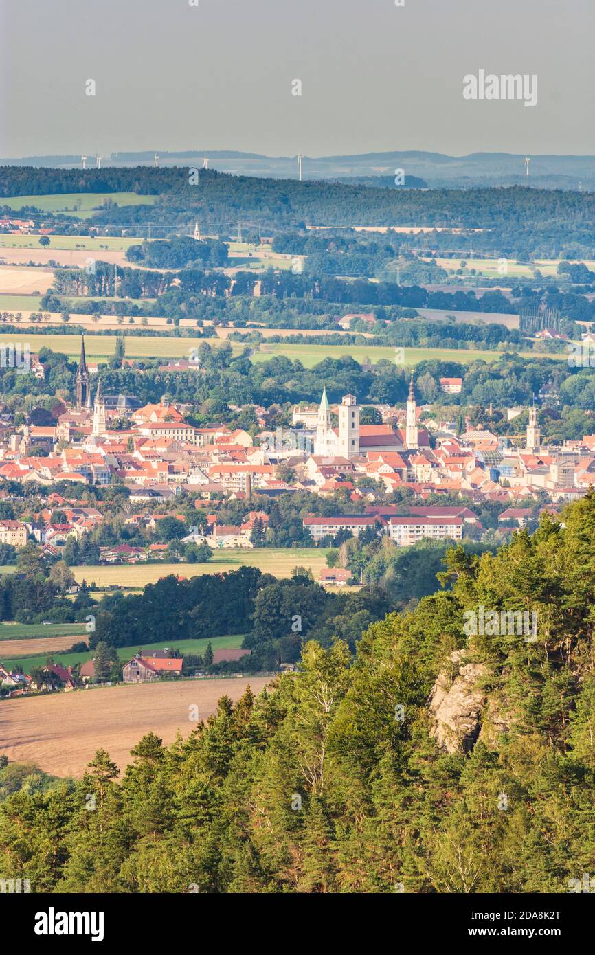 Zittau: Blick nach Zittau vom Hügel Oybin, Oberlausitz, Oberlausitz, Sachsen, Sachsen, Deutschland Stockfoto