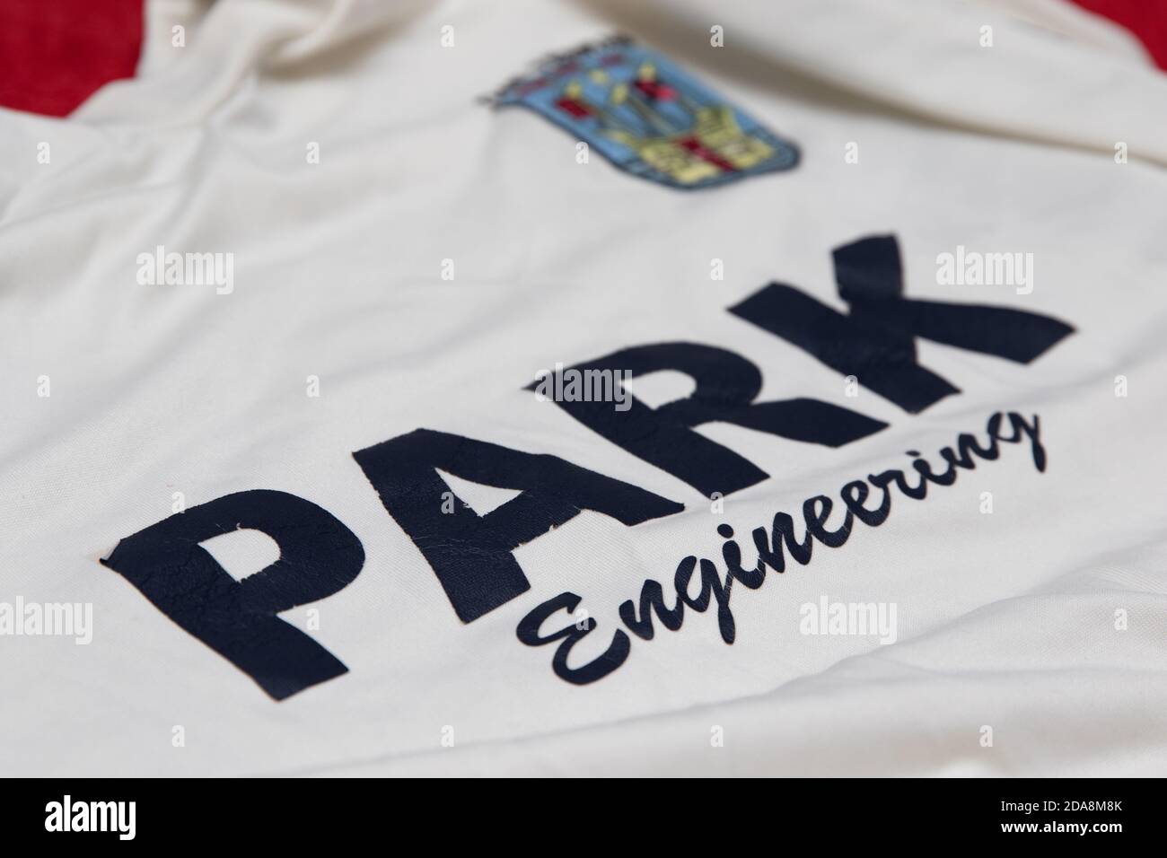 Park Engineering Sponsoring auf der Vorderseite eines 2007 Weymouth FC Fußballtrikot Stockfoto