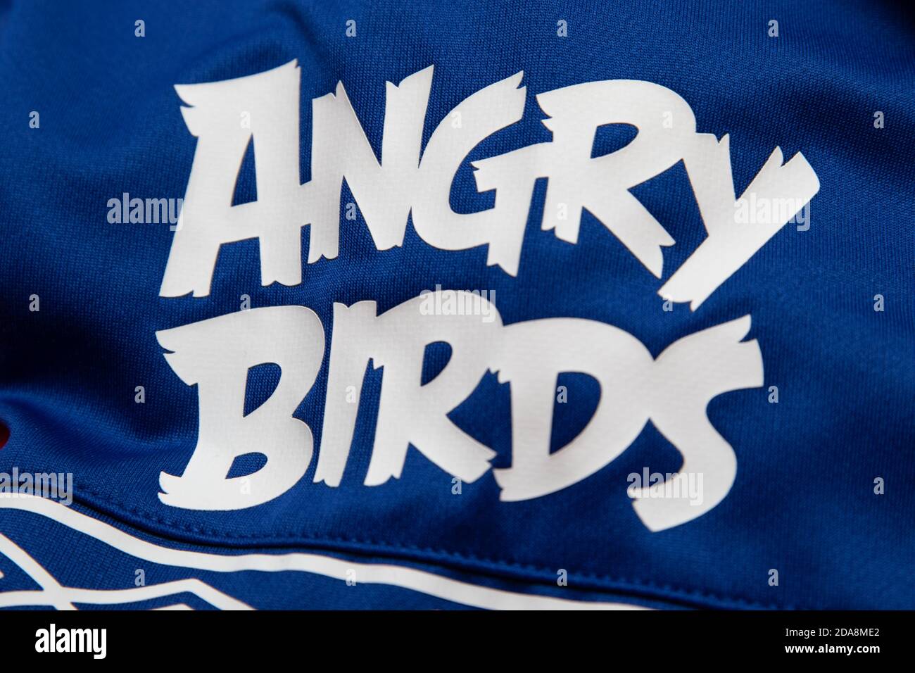 Angry Birds Sleeve Sponsor auf dem Everton 2018 2019 Home hemd Stockfoto
