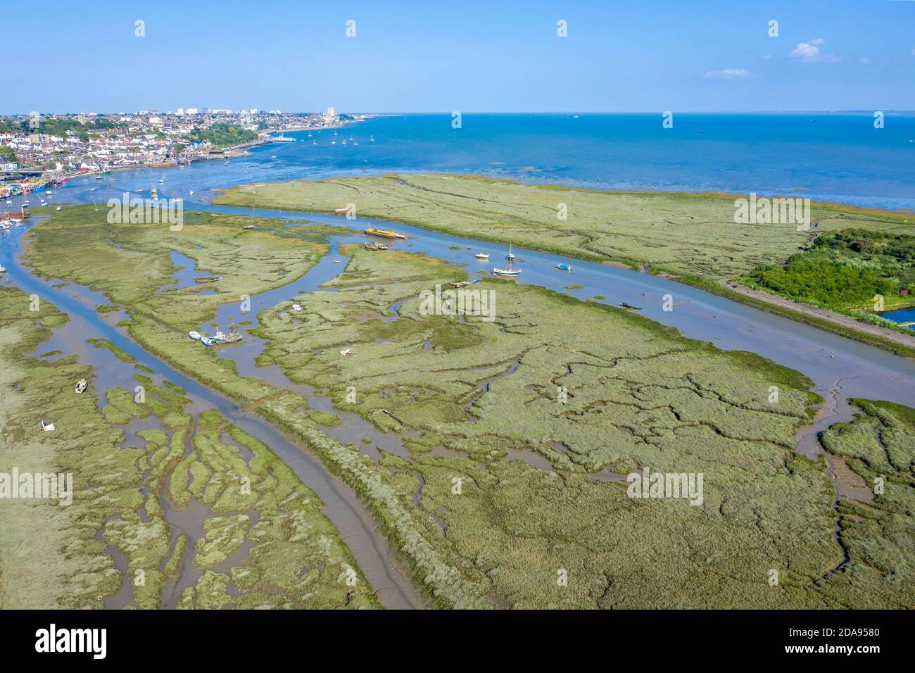 Leigh on Sea National Nature Reserve Luftaufnahme der Sümpfe In Essex Stockfoto