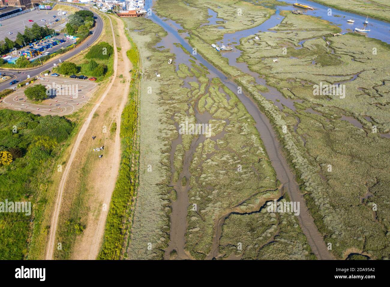 Leigh on Sea National Nature Reserve Luftaufnahme der Sümpfe In Essex Stockfoto