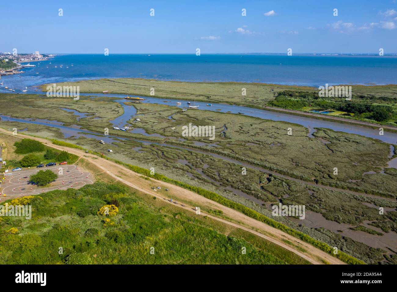 Leigh on Sea National Nature Reserve Luftaufnahme der Sümpfe In Essex Stockfoto