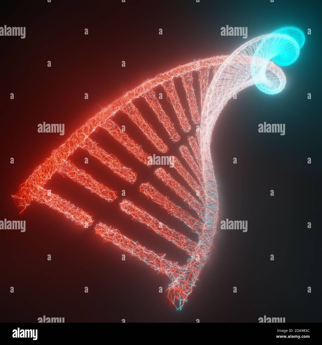 Abstraktes Bild der genetischen Codes DNA. Konzeptbild für den Einsatz als Hintergrund. 3D-Darstellung. Stockfoto