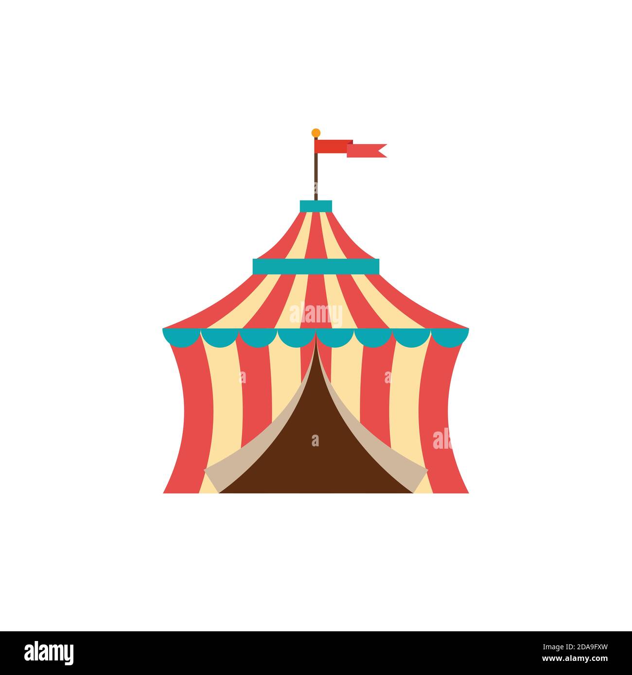 Zirkus Zelt Vektor Illustration. Kirmes Karneval in flachem Stil Stock Vektor