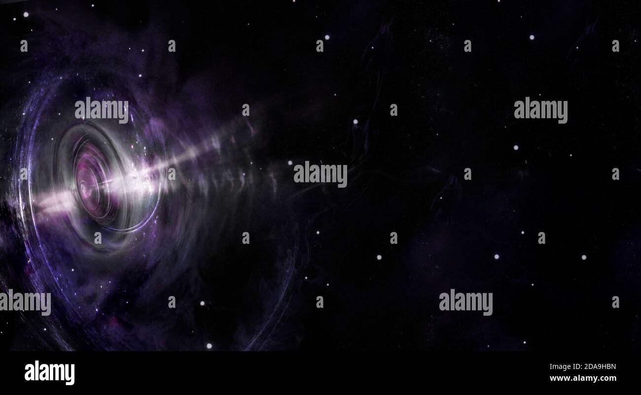 Schwarzes Loch über Sternfeld im Weltraum, abstrakte Raumtapete mit Kopierraum. Elemente dieses Bildes, die von der NASA eingerichtet wurden. Stockfoto