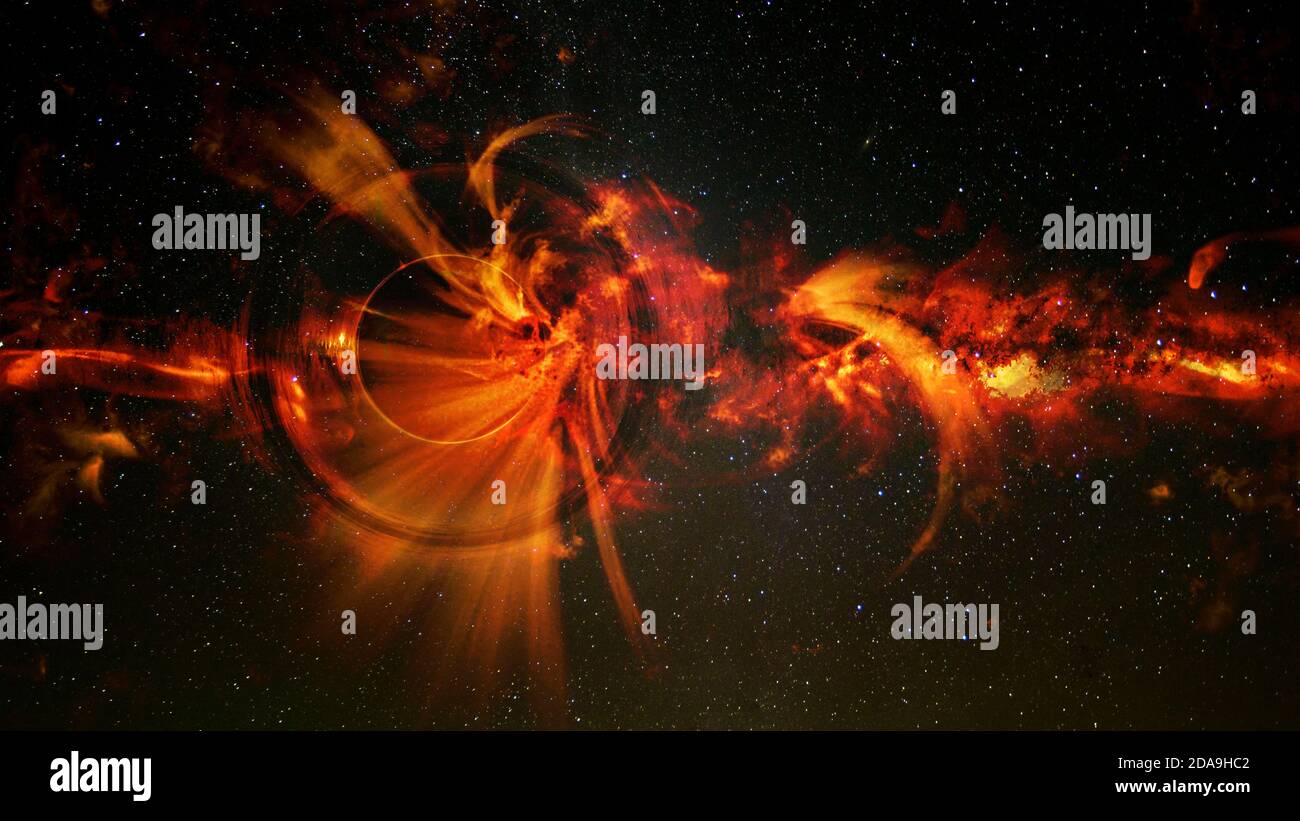 Irgendwo im Universum, Weltraumlandschaft. Krümmung der Raum-Zeit. Elemente dieses Bildes, die von der NASA eingerichtet wurden. Stockfoto