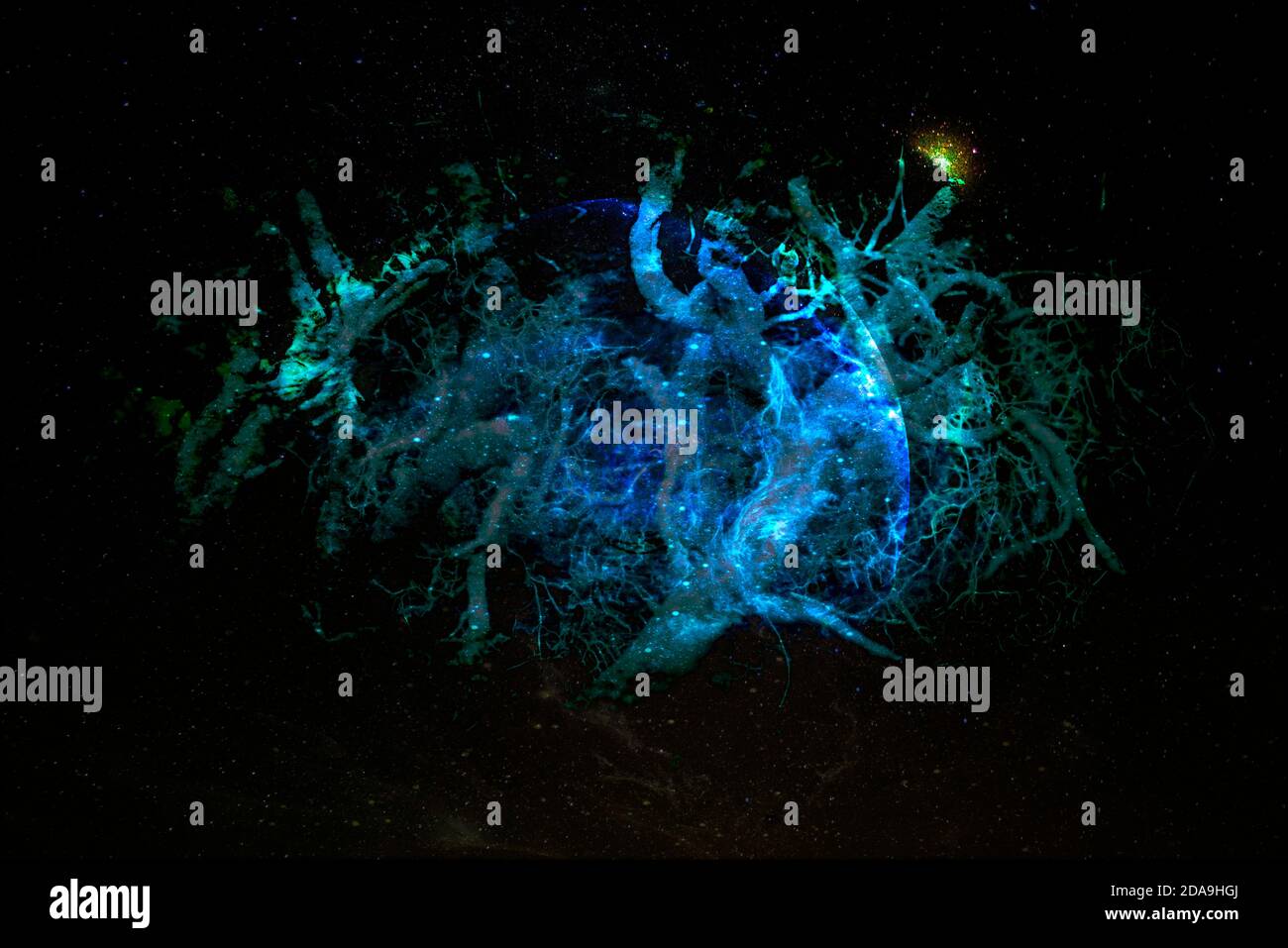 Verschachtelte Wurzeln Formen außerirdischen Planeten in der Galaxie. Elemente dieses Bildes, die von der NASA eingerichtet wurden. Stockfoto