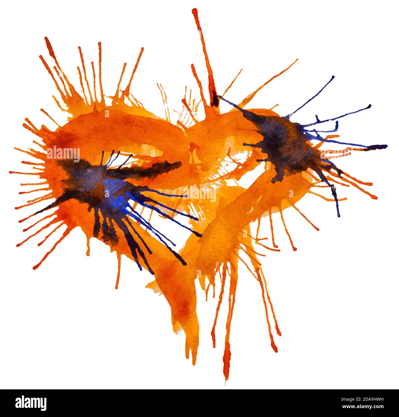 Aquarell handgezeichnet Papier Textur isoliert Herz auf weißem Hintergrund für Text-Design, Etikett, Valentinstag. Aquarell bemaltes Herz, Vektor-elemen Stockfoto