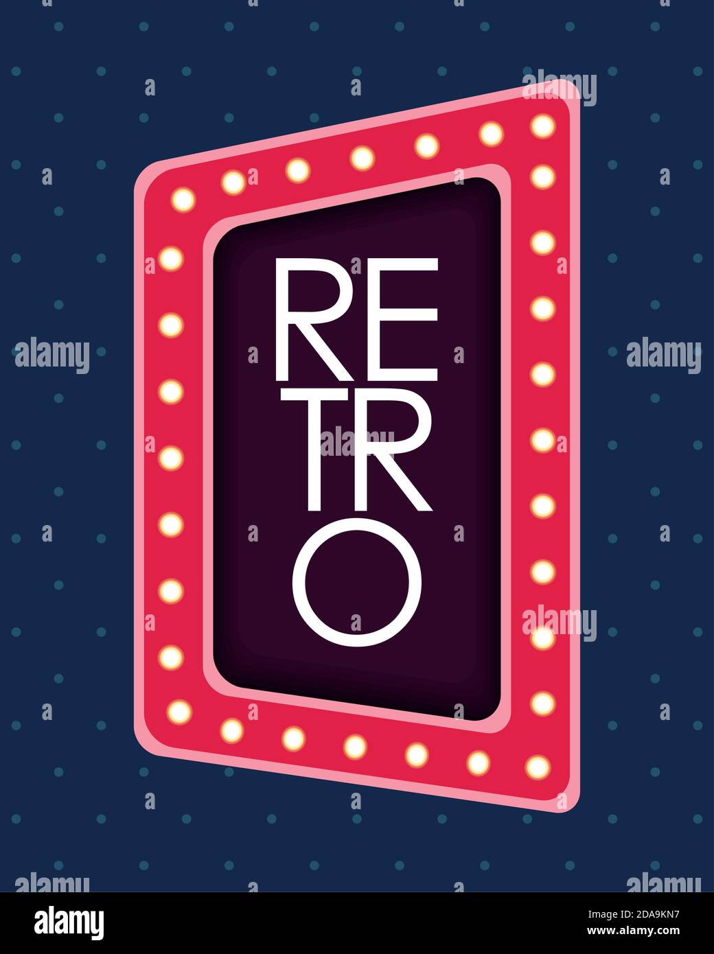 Retro Wort in Lichter quadratische Figur Rahmen Vektor Illustration Design Stock Vektor