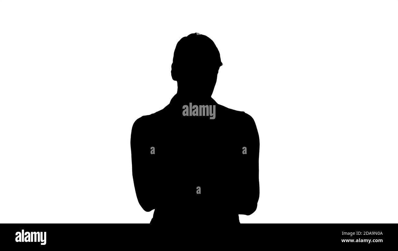 Silhouette charmante schöne Frau mit blonden Haaren, ist sie usi Stockfoto