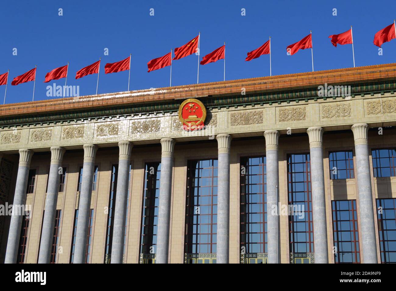 Peking / China - 13. März 2014: Die große Halle des Volkes während der regelmäßigen jährlichen Sitzung des Nationalen Volkskongresses in Peking Stockfoto