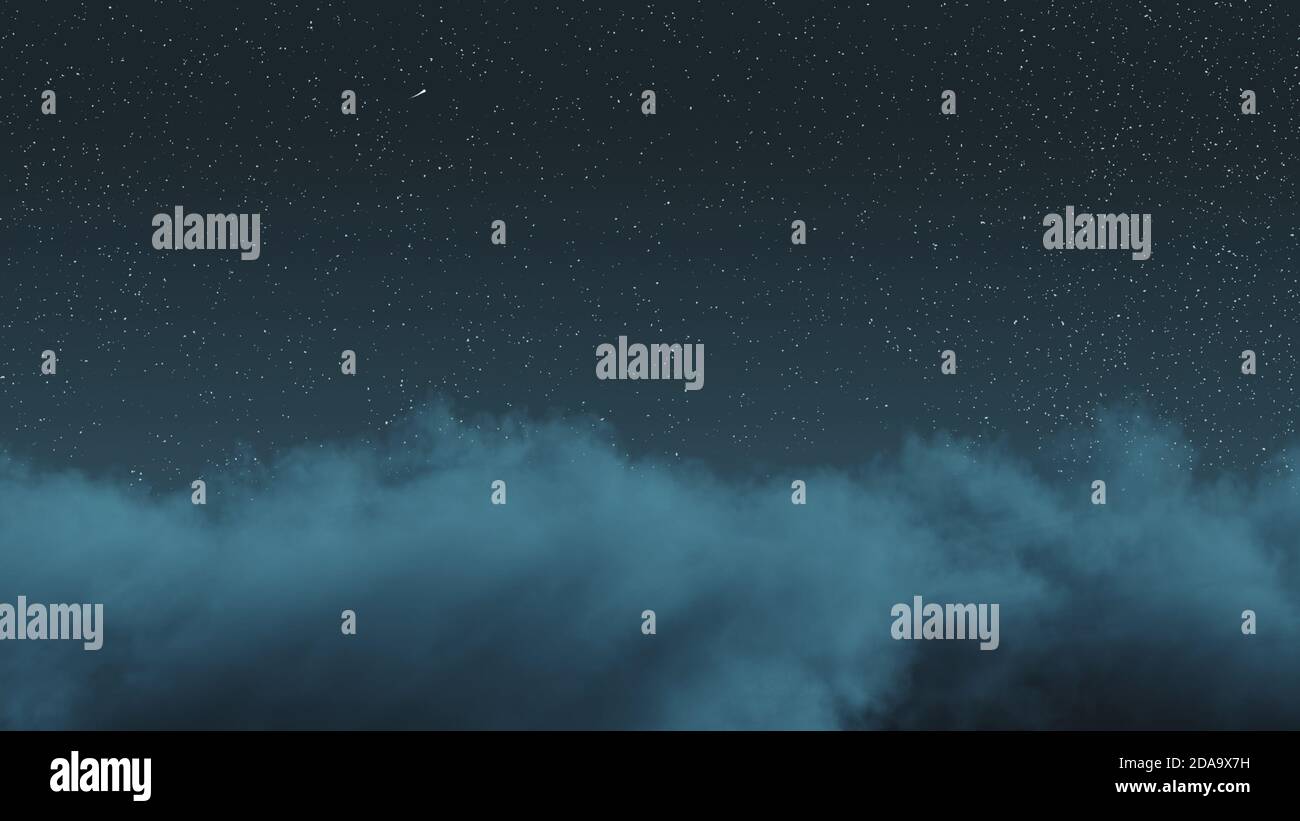 Sternenhimmel mit fliegenden Sternschnuppe und bedeckt von hell Wolken Stockfoto