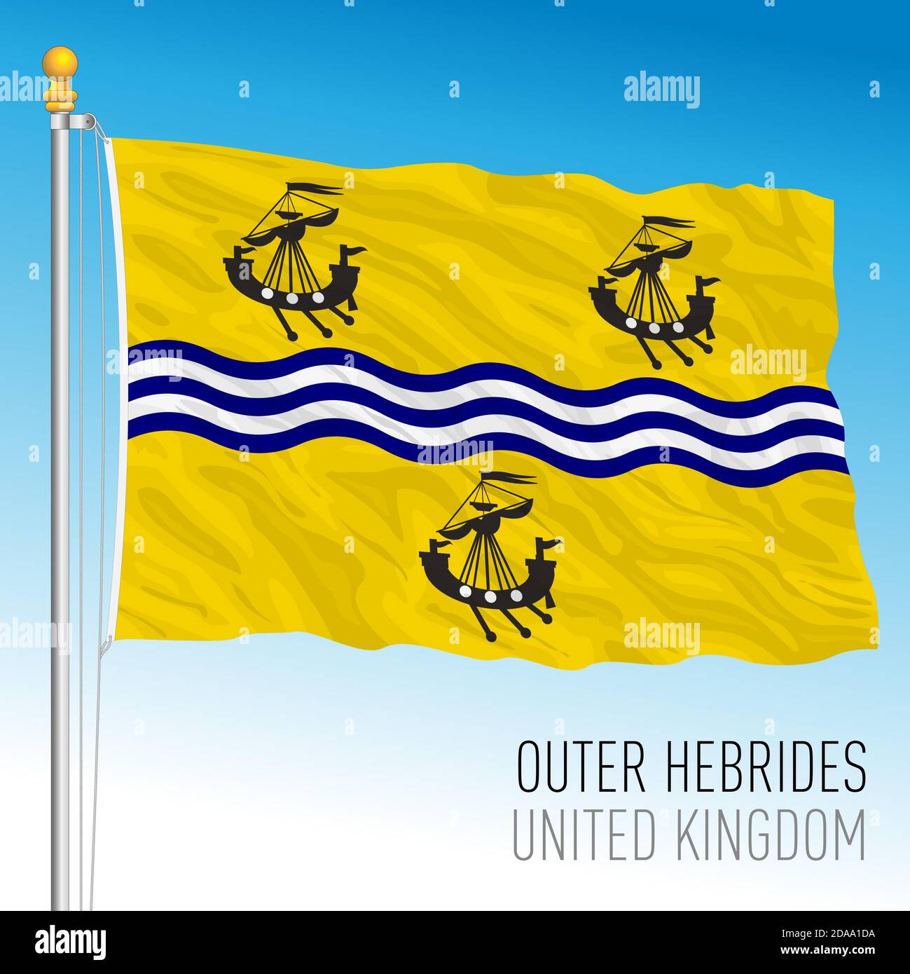 Äußere Hebriden Inseln offizielle Flagge, Schottland, UK, Vektor-Illustration Stock Vektor