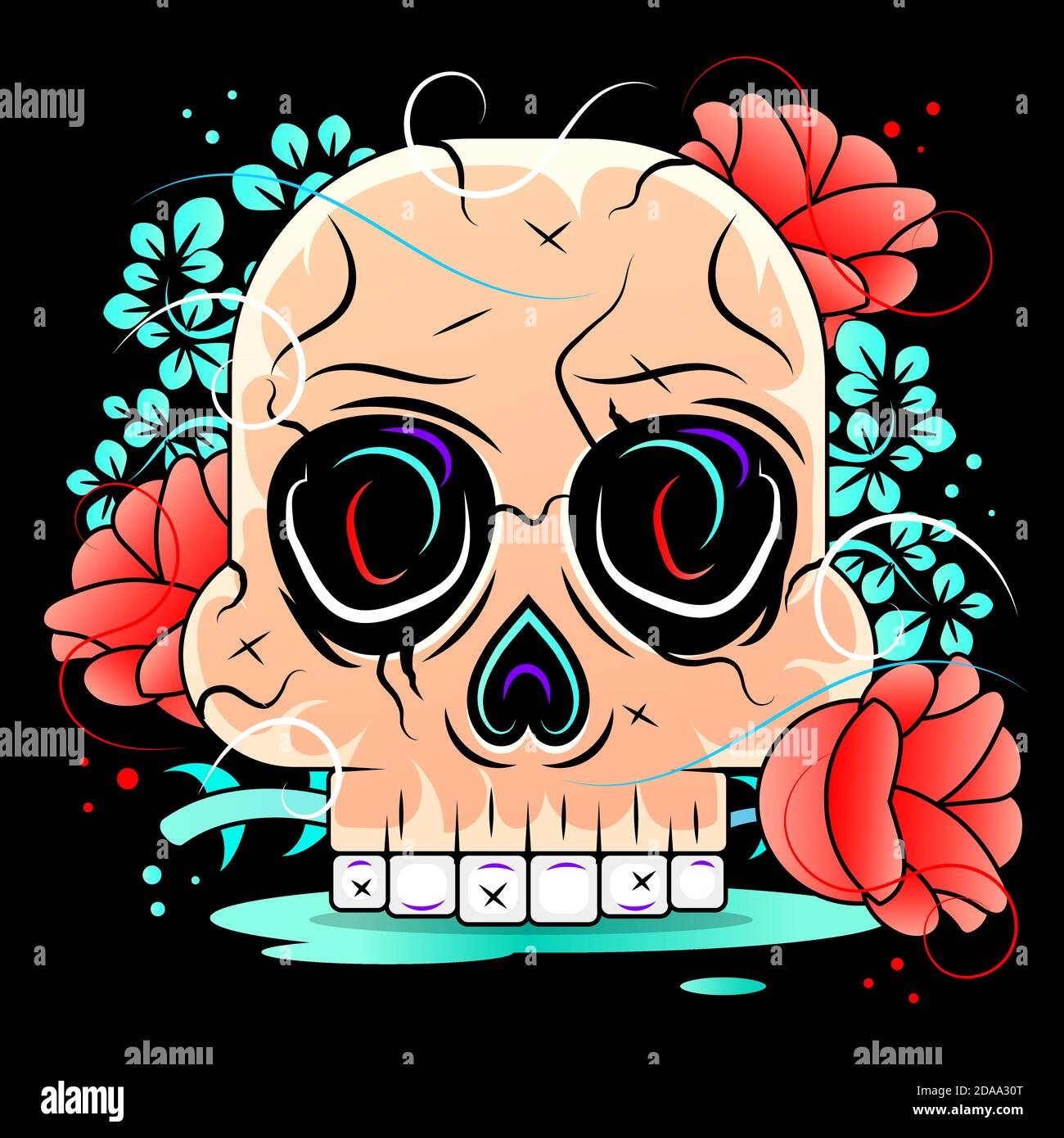 Rahmen mit mexikanischen Schädel Mädchen Stockillustration auf EINEM Hintergrund. Für Design, Dekoration Stock Vektor