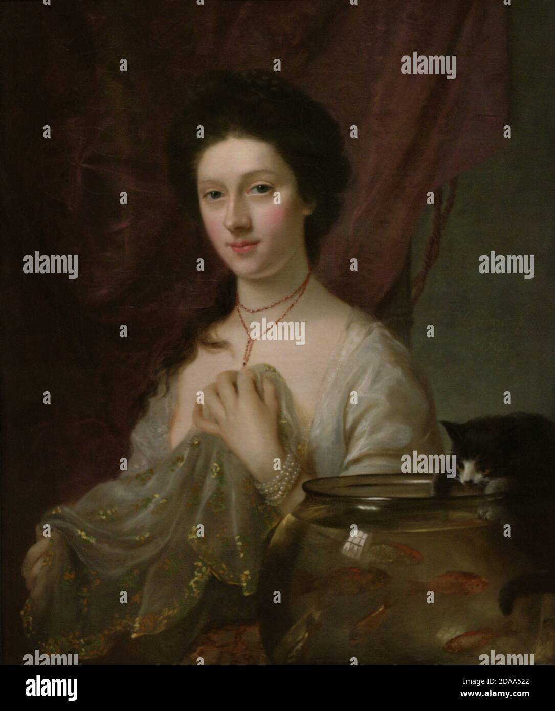 Catherine Maria Fisher (c. 1741-1767), bekannt als Kitty Fisher. Britische Kurtisane. Porträt von Nathaniel Hone (1718-1784). Öl auf Leinwand (74,9 x 62,2 cm), 1765. National Portrait Gallery. London, England, Vereinigtes Königreich. Stockfoto