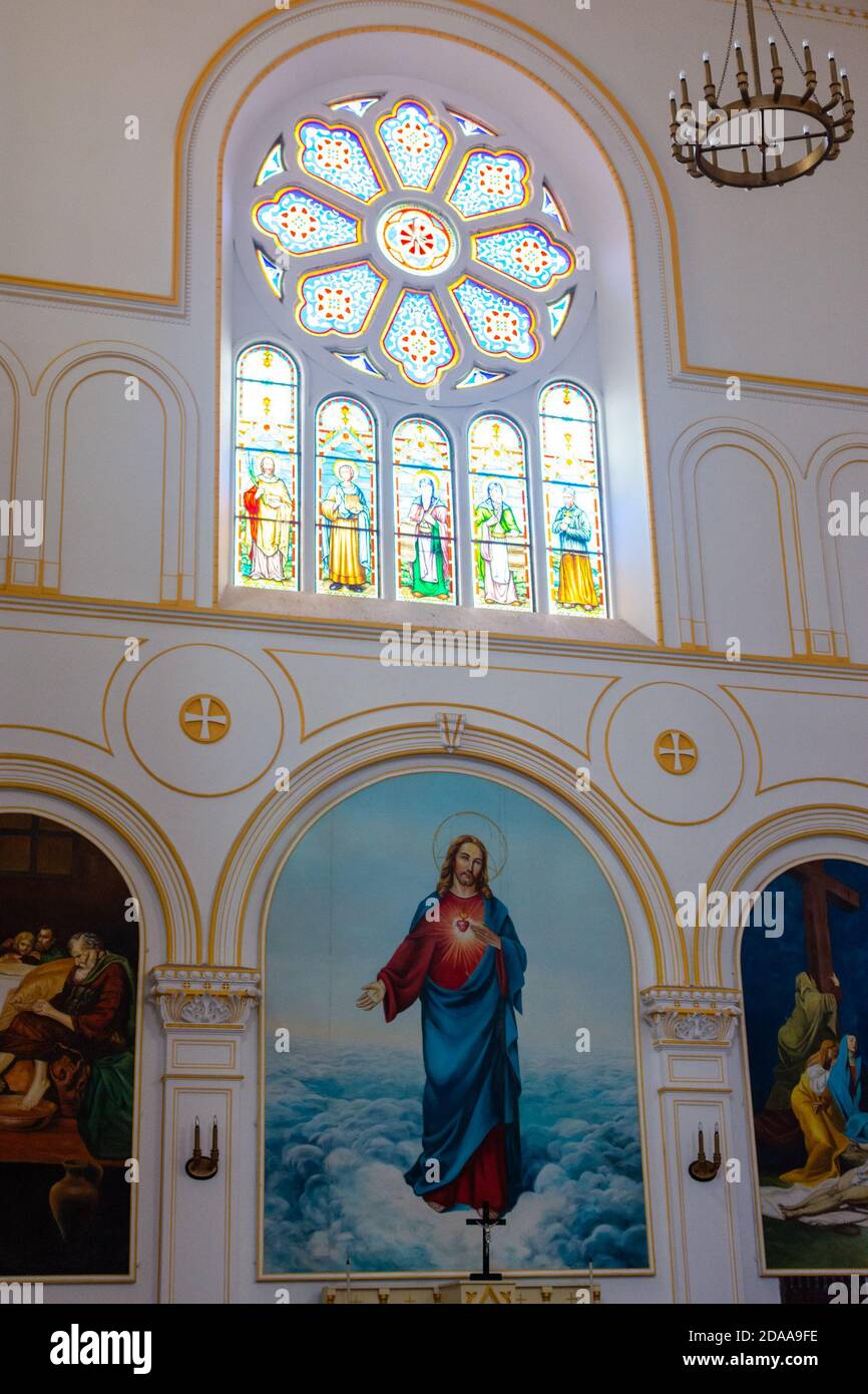 Qingdao / China - 5. August 2015: St. Michael Kathedrale (Kathedrale St. Michael), eine katholische Kirche von deutschen Missionaren gebaut, in Qingdao (Tsingtao Stockfoto