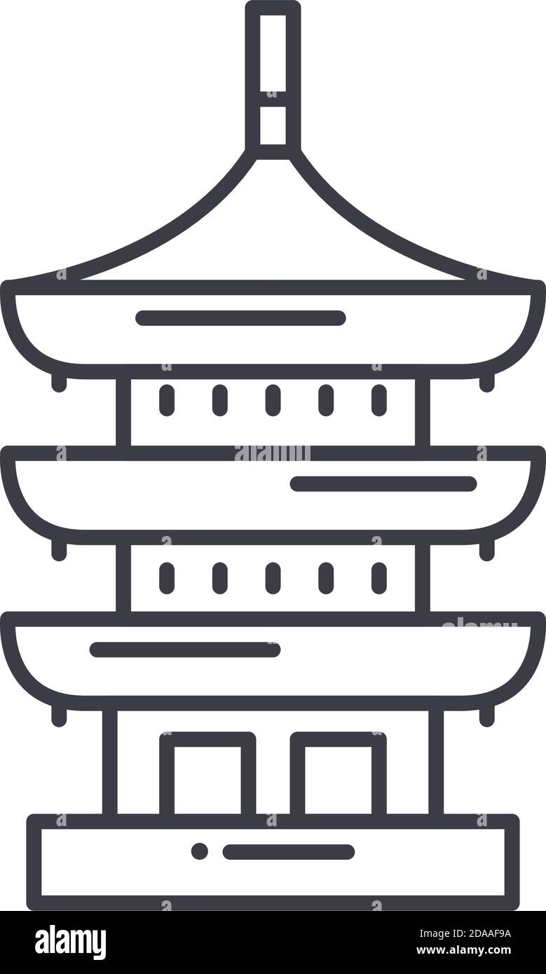 Asiatische Gedenksymbol, lineare isolierte Illustration, dünne Linie Vektor, Web-Design-Zeichen, skizzieren Konzept Symbol mit editierbaren Strich auf weißem Hintergrund. Stock Vektor
