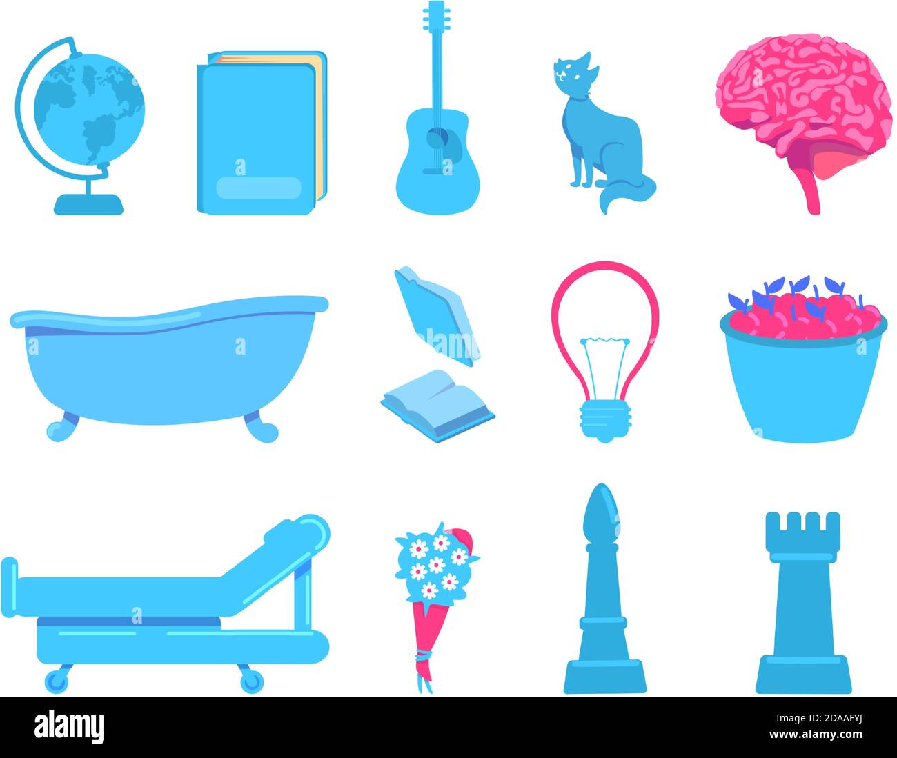 Externe Reize der Hirnaktivität flache Farbe Vektor Objekt gesetzt Stock Vektor