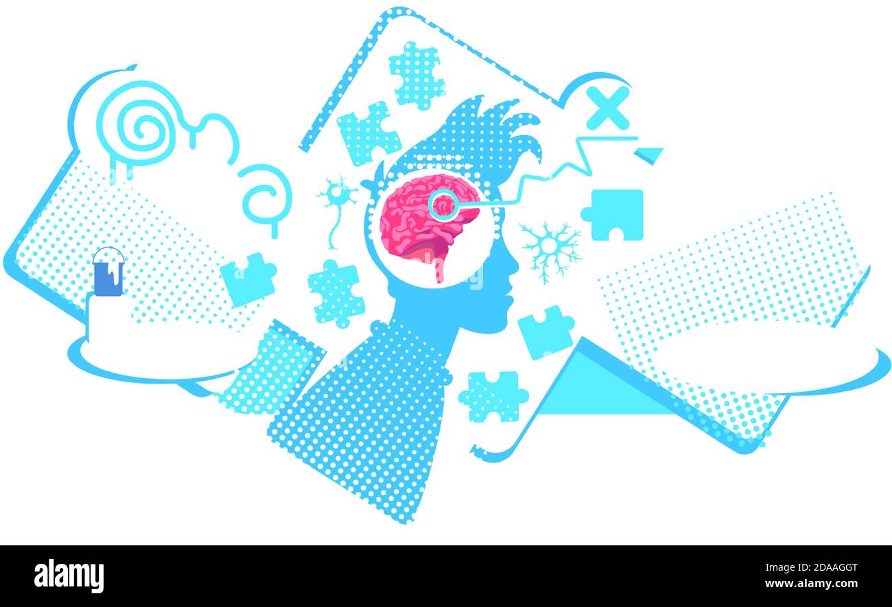 Brain Dysfunction flach Konzept Vektor-Illustration Stock Vektor