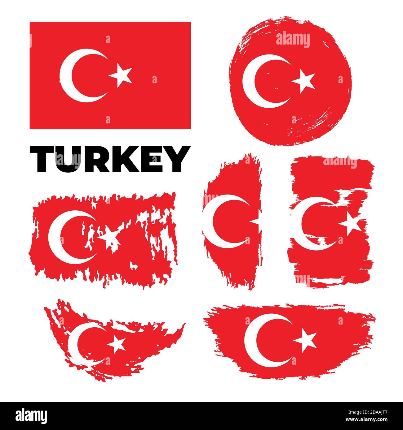 Grunge Türkei Flaggen gesetzt. Vektorgrafik Stock Vektor