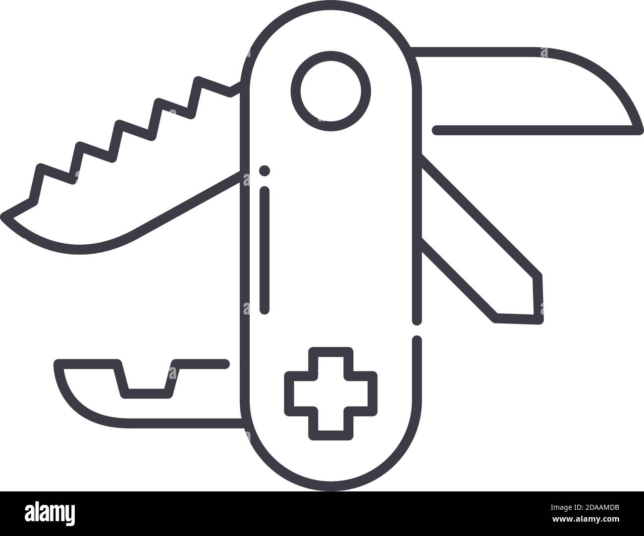 Armee Messer Symbol, lineare isolierte Illustration, dünne Linie Vektor, Web-Design-Zeichen, Kontur Konzept Symbol mit editierbaren Strich auf weißem Hintergrund. Stock Vektor